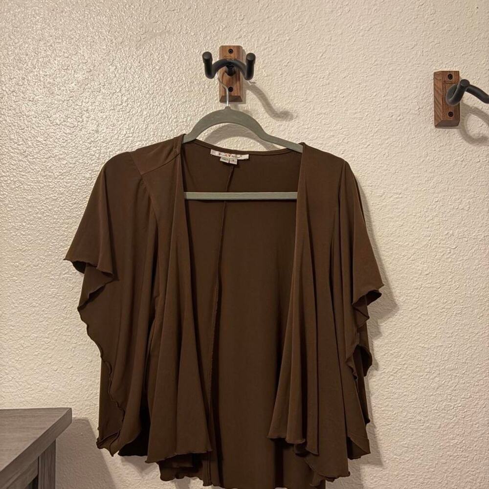 Brown open front slinky cardigan